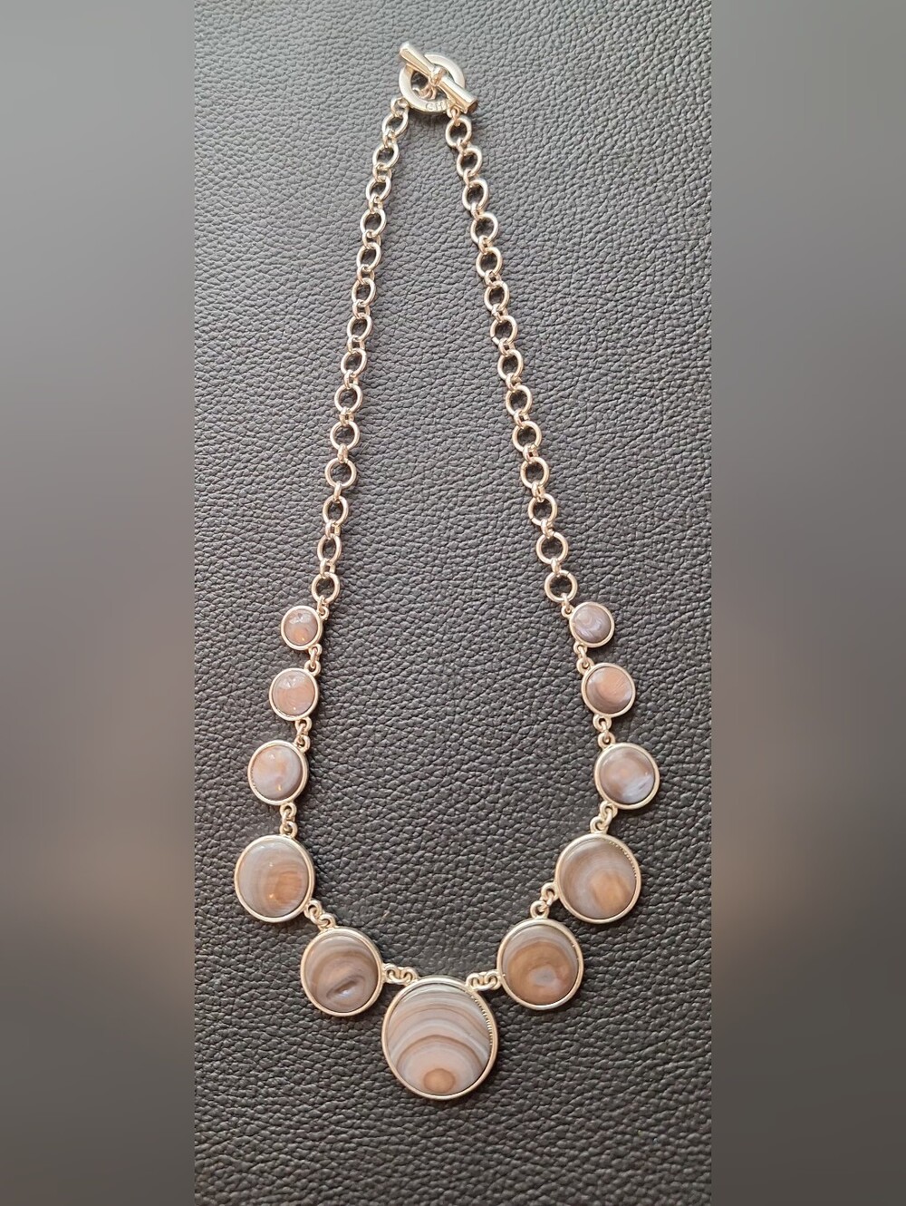 Chaps Rose Gold-Tone Agate Circle Necklace